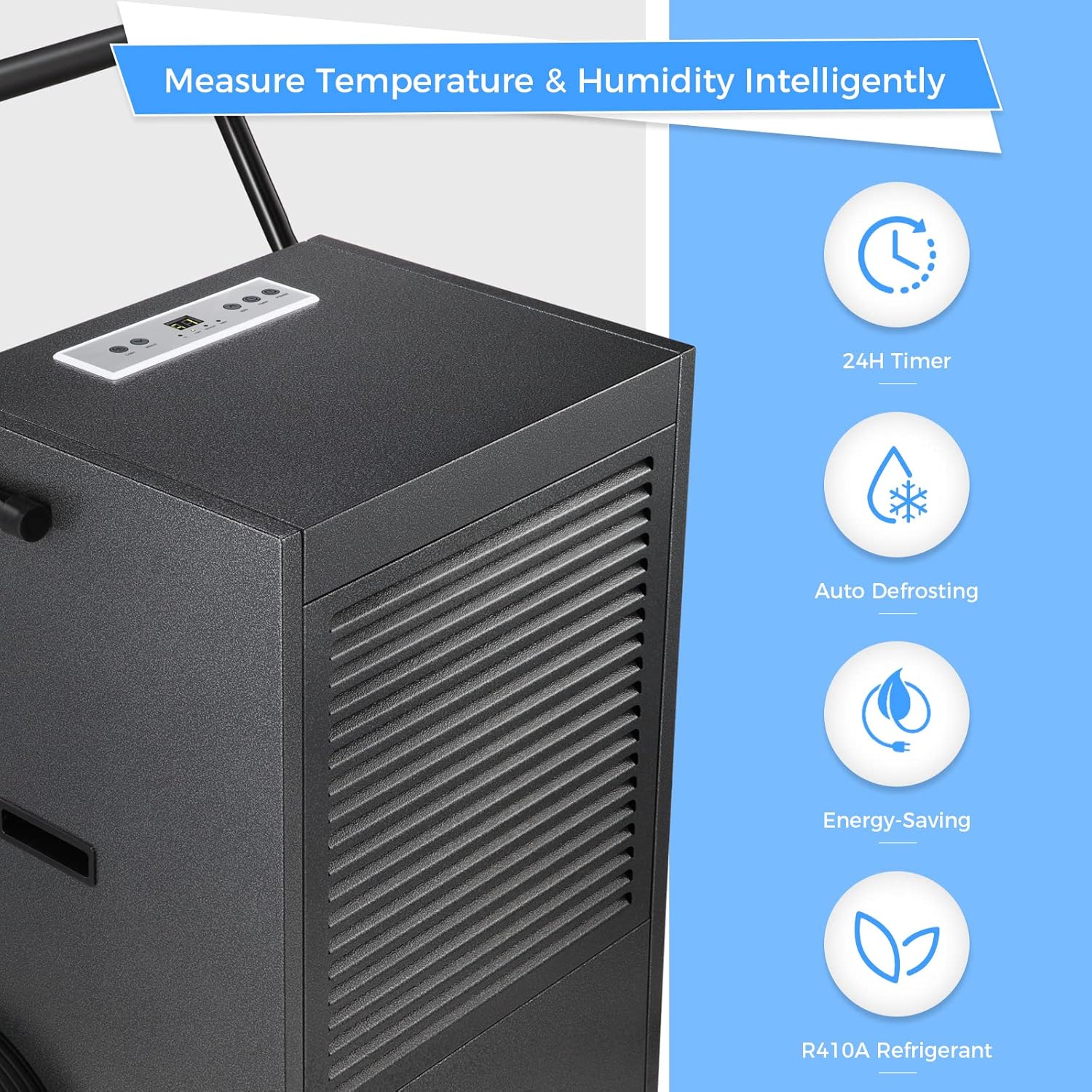 Antarctic Star Dehumidifier 190 Pint Drainage, Air Filters, Removable, Auto Defrosting Low noise Energy saving LED display Timer Suitable for Basements, Garage, Living Room, Bathroom and Office