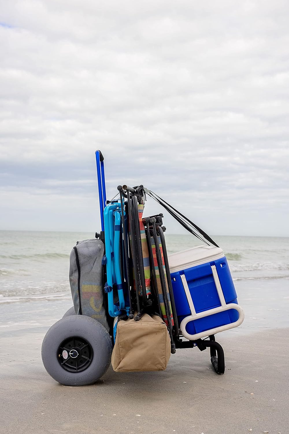 My Beach Cart® NO Rust Aluminum Foldable Beach Cart Trolley 12 INCH Big Wheels Balloon Tires for Sand Heavy Duty. Why Buy A Beach Cart That Only Holds A Cooler?