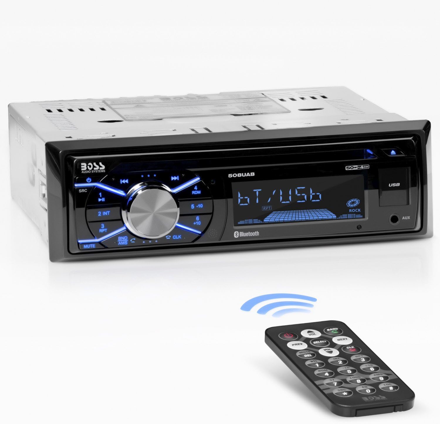 BOSS Audio Systems 508UAB Multimedia Car Stereo - Single Din, Bluetooth Audio/Hands-Free Calling, Built-in Microphone, CD/MP3/USB/AUX Input, AM/FM Radio Receiver, Wireless Remote Control Pack of 2