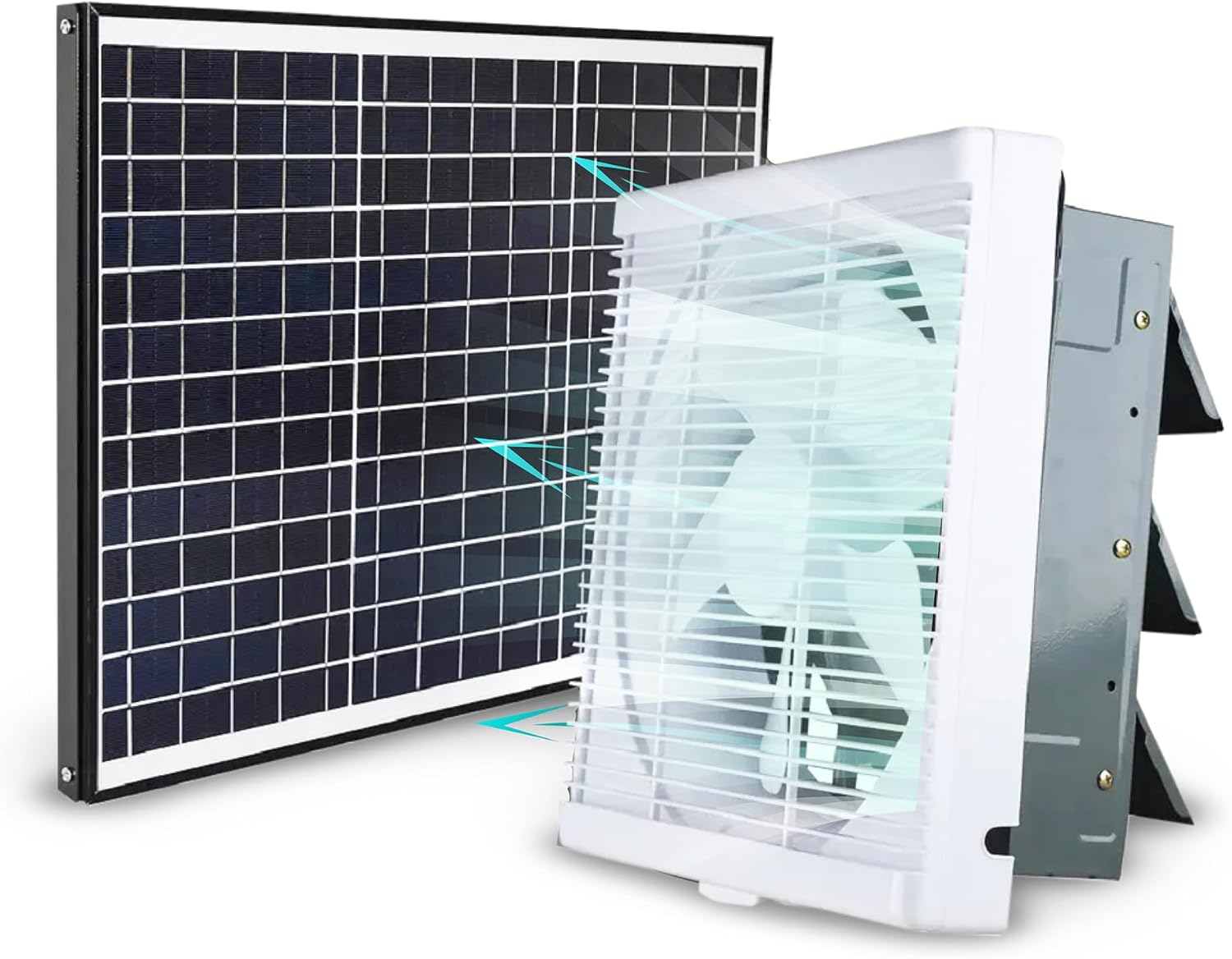 40W Attic Fan with Gable Mount 12" Brushless Exhaust Fan for Shed - Solar Vent Fan IP63 Greenhouse Supplies - Greenhouse Accessories Solar Powered Fans for Outside Chicken Coop Crawl Space Fan