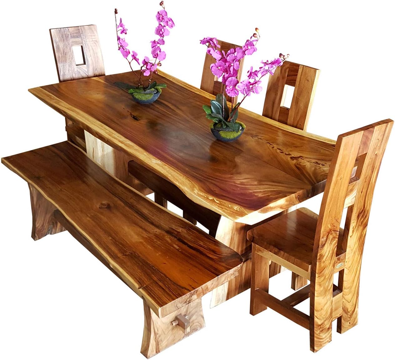 Suar Live Edge Unique Slab Rustic Dining Table - 71" Long