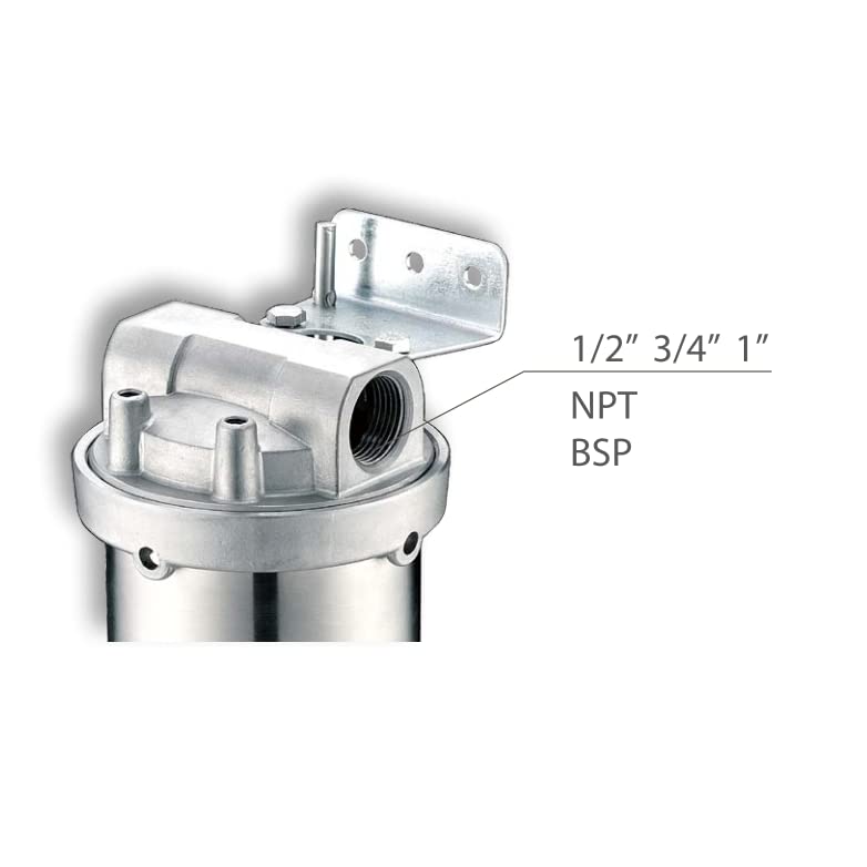 Amwater NSF/ANSI 42 Certification Stainless Steel Filter Housing for 10" Filter Cartridge, 3/4" NPT Water Filter Housing for Whole House Water Purification of Stainless Steel 304