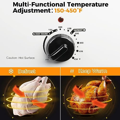 Roaster Oven with Self-Basting Lid, Large Electric Turkey Roaster Oven with Defrost & Warm Function, Adjustable Temperature, Removable Pan & Rack, Stainless Steel