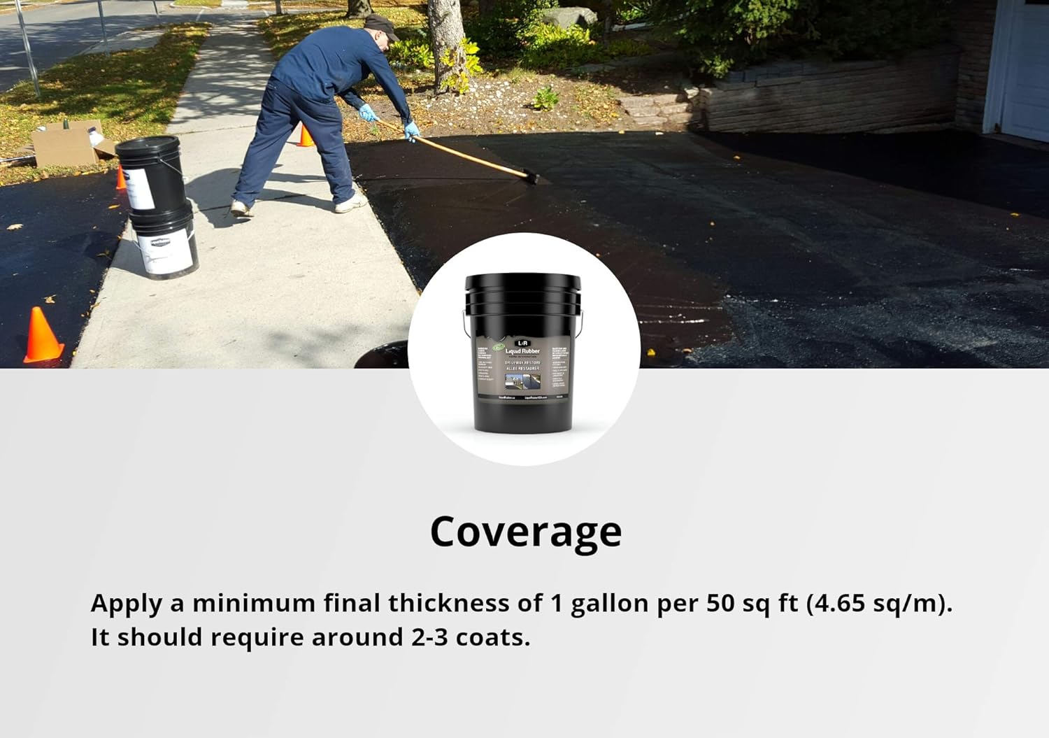 Liquid Rubber Driveway Restore Sealant - Highly Flexible Asphalt Coating Fills Cracks and Revitalize, Easy to Use and Apply, 5 Gallon