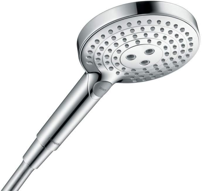 hansgrohe Raindance Select S Easy Install 5-inch Handheld Shower Head Modern 3-Spray PowderRain, Rain, Whirl 26037341 Handshower, 2.5 GPM, Brushed Black Chrome