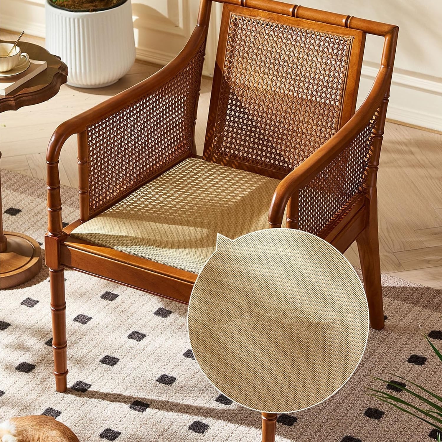 Wicker Chairs Vintage Rattan Chair, Rattan Leisure Chair, Rattan Dining Chair, Ideal for Balcony, Living Room, and Master Bedroom Rattan Chair