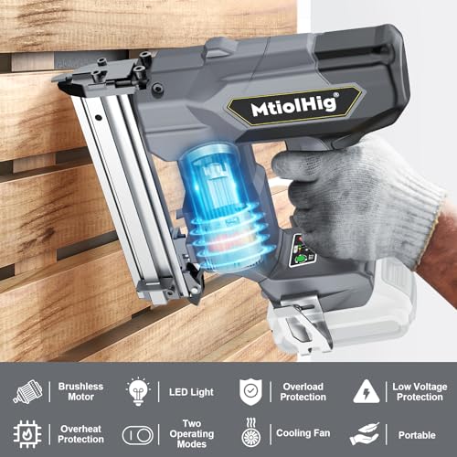 Cordless 18GA Brad Nailer for Dewalt 20V Max, 18 Gauge Nail Gun with 1000 Nials for Wood Carpentry, Brushless, 2 Mode, 5/8 to 1-1/4 Inch, Tool Only