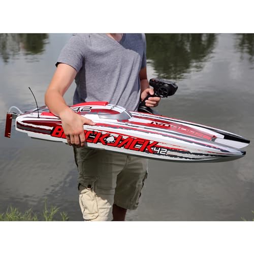 Pro Boat RC Blackjack 42" 8S Brushless Catamaran RTRBattery and Charger Not Included White/Red PRB08043T2