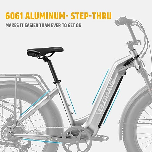 VELOWAVE Electric Bike 26" Fat Tire Ebike Electric Bike for Adults with 750w (Peak 1000W) Brushless Motor 48V 15AH Removable LG Cell with Lock& Bell