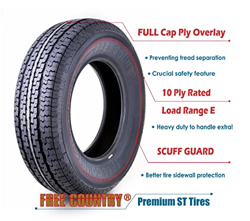 set of 2 Heavy Duty Trailer Tires ST205/75R15 205 75 15 10-Ply Load Range E Steel Belted Radial w/Scuff Guard