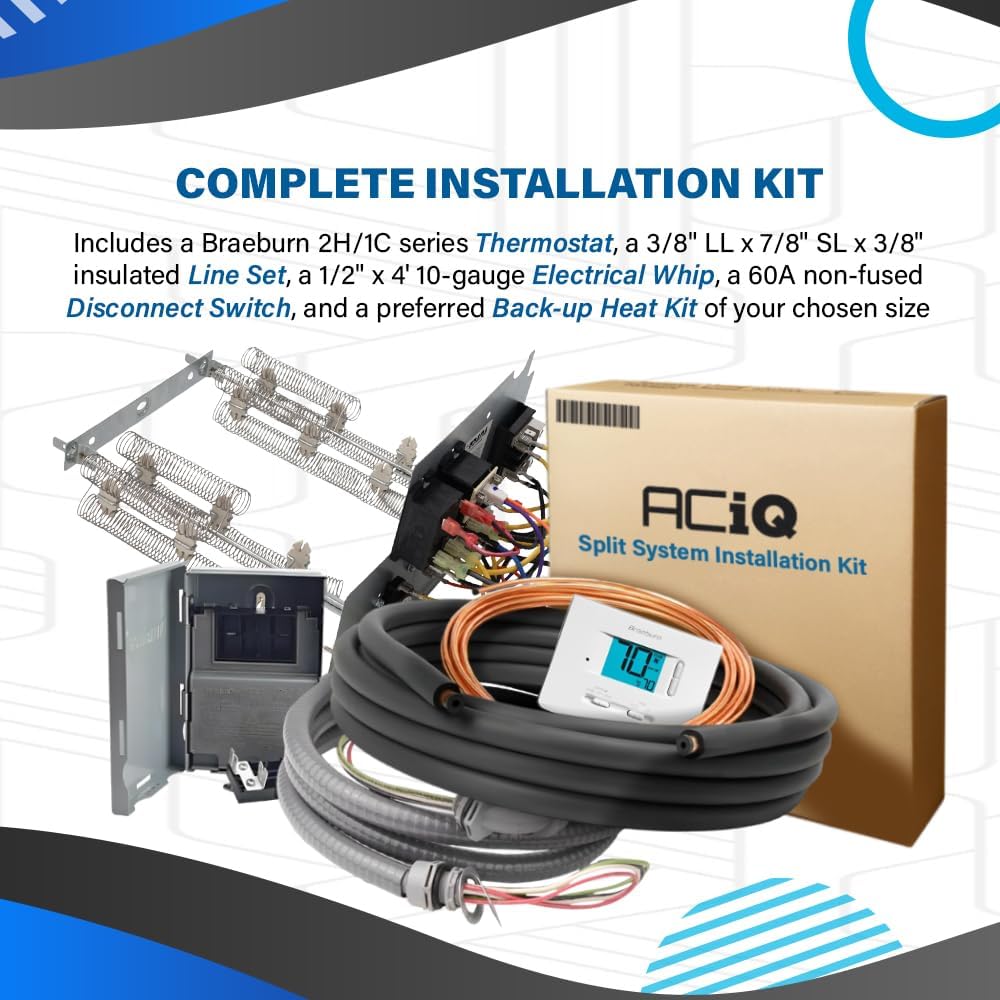 RunTru 14.30 SEER2 3 Ton Heat Pump & Air Handler Split System Unit (by Trane) w/ 50' Install & 15kW Backup Heat Kit | 36K BTU Heat & Cool, Multi-Positional, Single Stage Condenser, Scroll Compressor