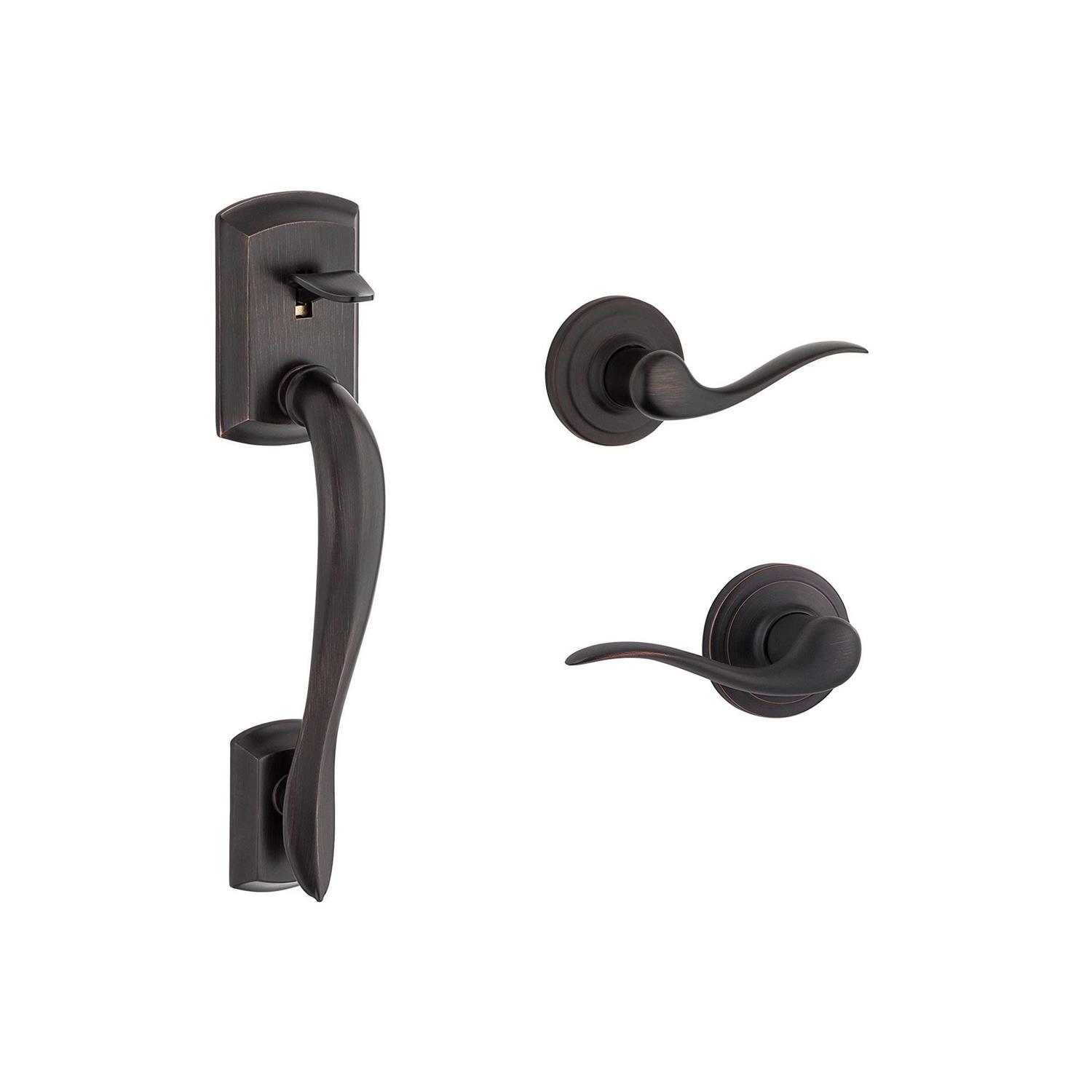 Kwikset 98150-001 Avalon Handleset Only with Tustin Lever in Venetian Bronze