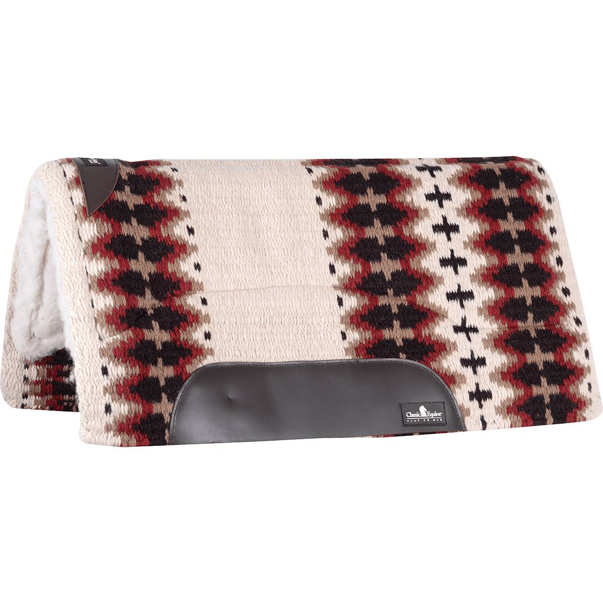 Classic Equine Sensorflex Saddle Pad Wool Top Straight 32x34 Navy Ivory