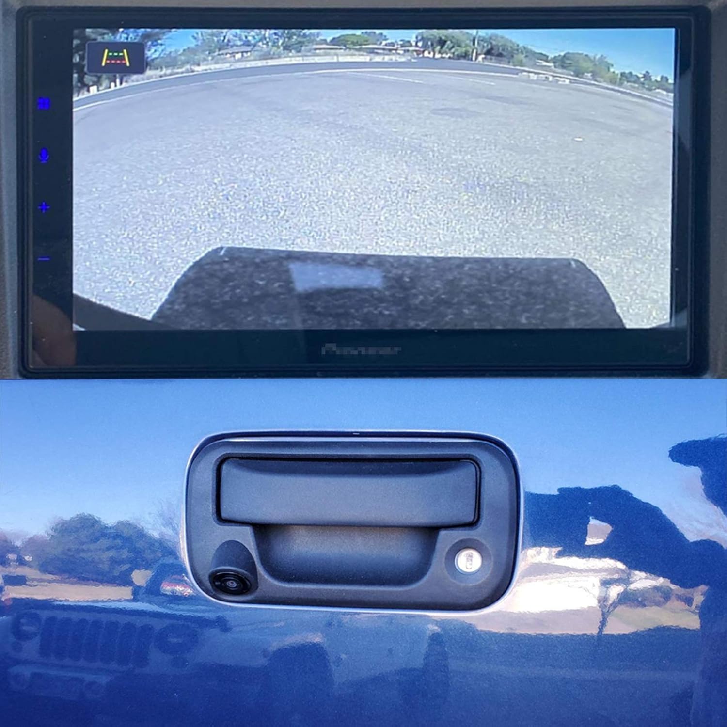EWAY Tailgate Handle Backup Reverse Camera with 4.3 inch Rear View Mirror Monitor Kit for Ford F150 2004-2016/Super Duty F250/F350/F450/F550 2008-2016 Ford Explorer Lincoln Reversing Parking Camera