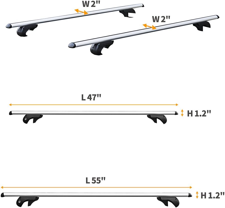 Summates Universal Roof Top Cargo Racks Cross Bars -1Pair (47“ Cross Bar)