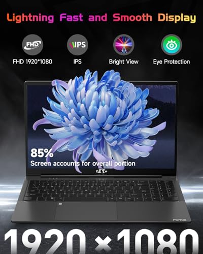NIMO 15.6 IPS-FHD-Laptop, Intel Pentium 4 Cores N100 8GB RAM 128GB SSD Backlit Keyboard Fingerprint (Beat to i3-1115G4 Up to 3.4GHz) Computer for Student-Home WiFi 6 BT5.2 Win 11