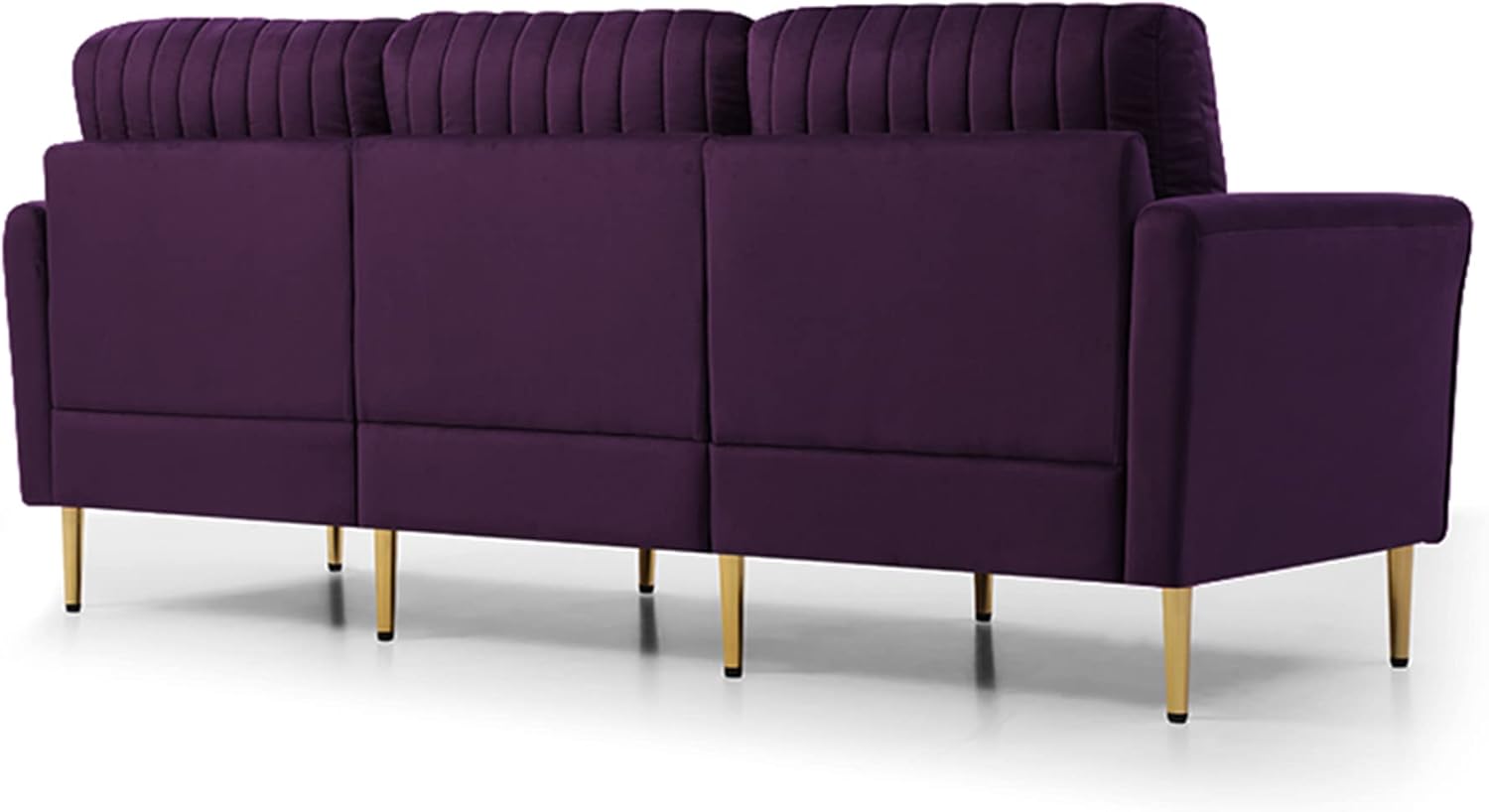 Ghislaine 3-Piece Sectional Sofa Set, Modern Velvet Upholstered Sofa Couch with Sturdy Metel Legs for Living Room, Apartment, 3-Seater Sofa + 2 Piece Loveseat Sofa, Purple