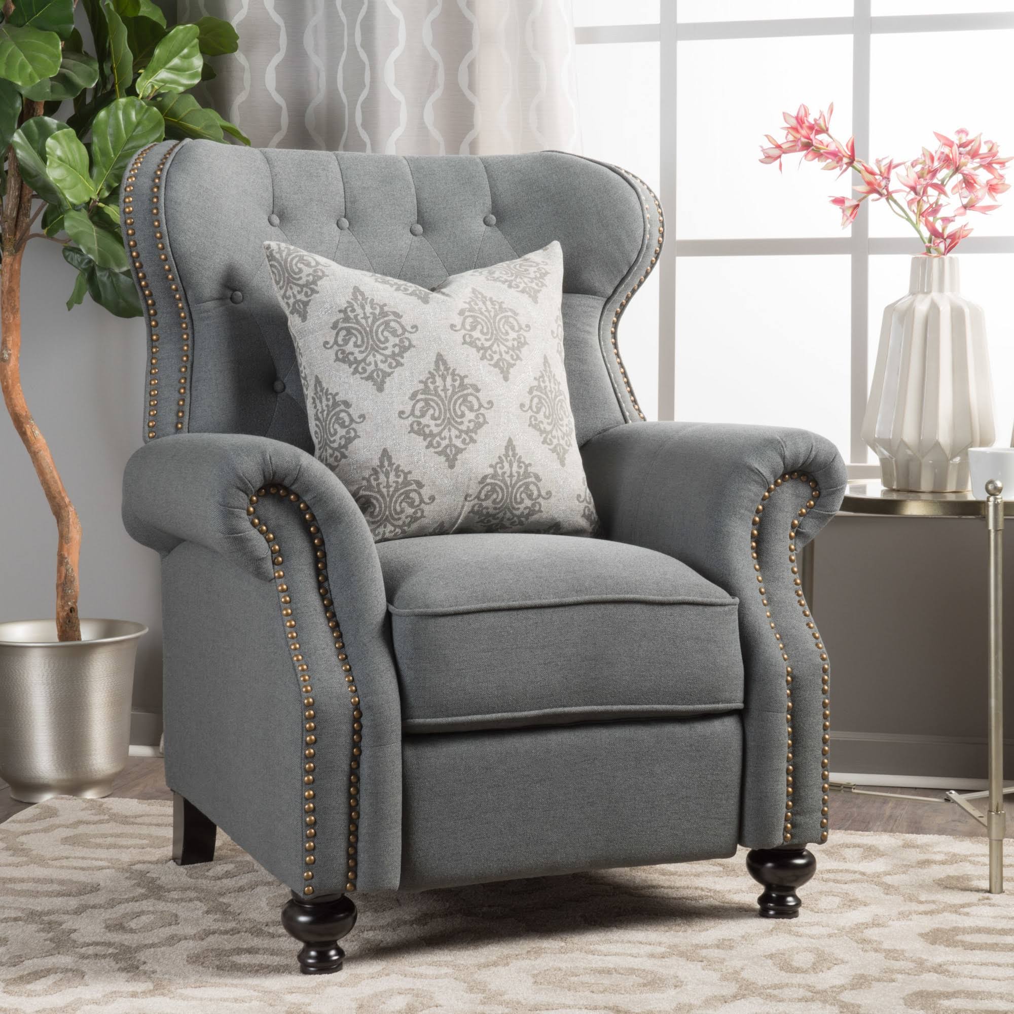 Walder Tufted Recliner Charcoal - Christopher Knight Home