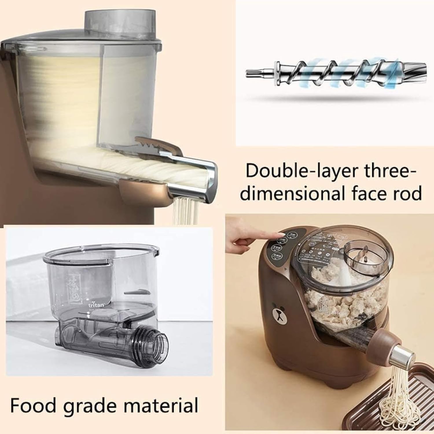 Home Automatic Noodle Maker, Non-Stick Machine Knife And Thickness Settings Electric Noodle Maker 3 Minute Power Off Memory Band Noodle Mold Quick Step 3 Step Making