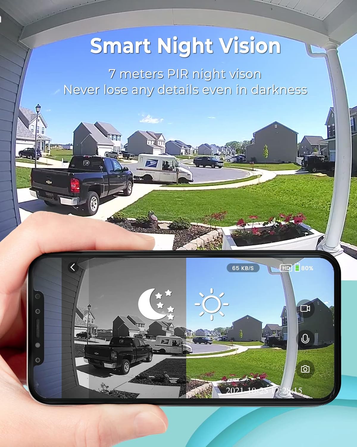 Ecoey Video Doorbell Camera, Smart Wi-Fi Doorbell Camera with Two-Way Audio, Video Doorbell with 1080P HD, PIR Motion Detection, Removable TF Card, Wireless Doorbell with Solar Energy, GW1002, 1PACK