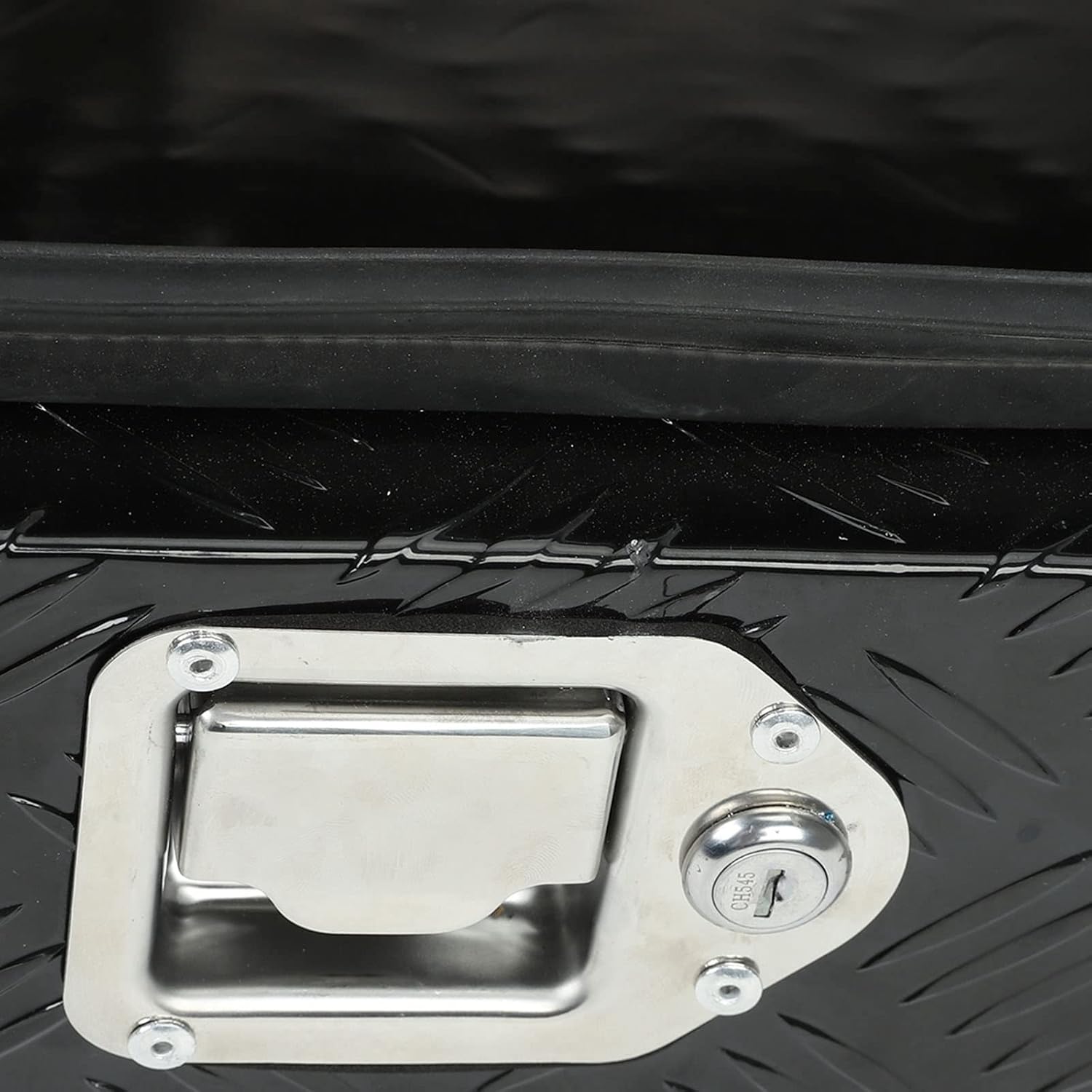 18X17X17.75 Black Aluminum 5 Bar Tread Tool Box Truck Car Outdoor Trailer Pickup Underbody Toolbox,RV Storage Organizer，Underbed Tools Organizer W/Lock Latch w/Keys