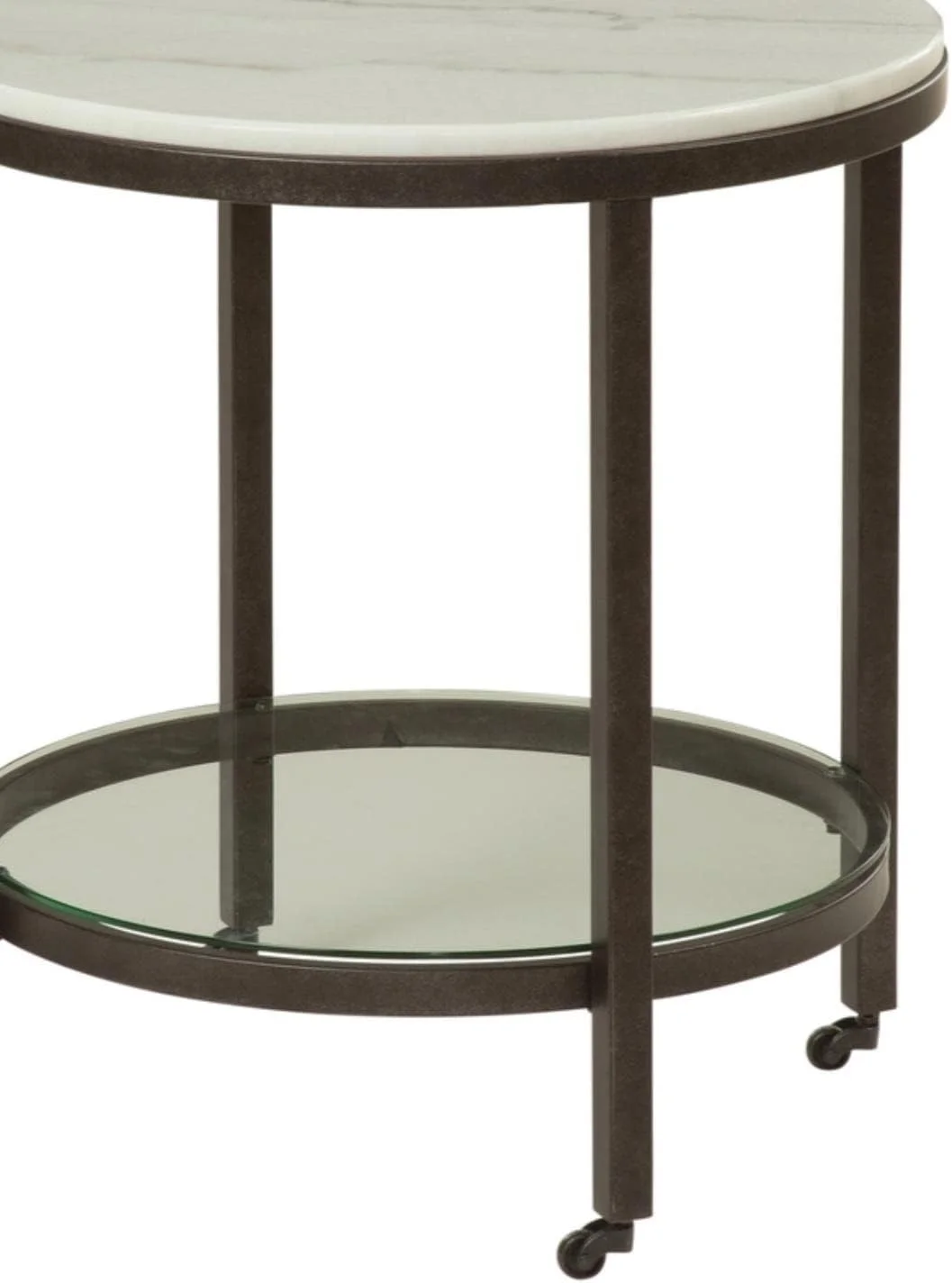 Whitman White Marble Round End Table