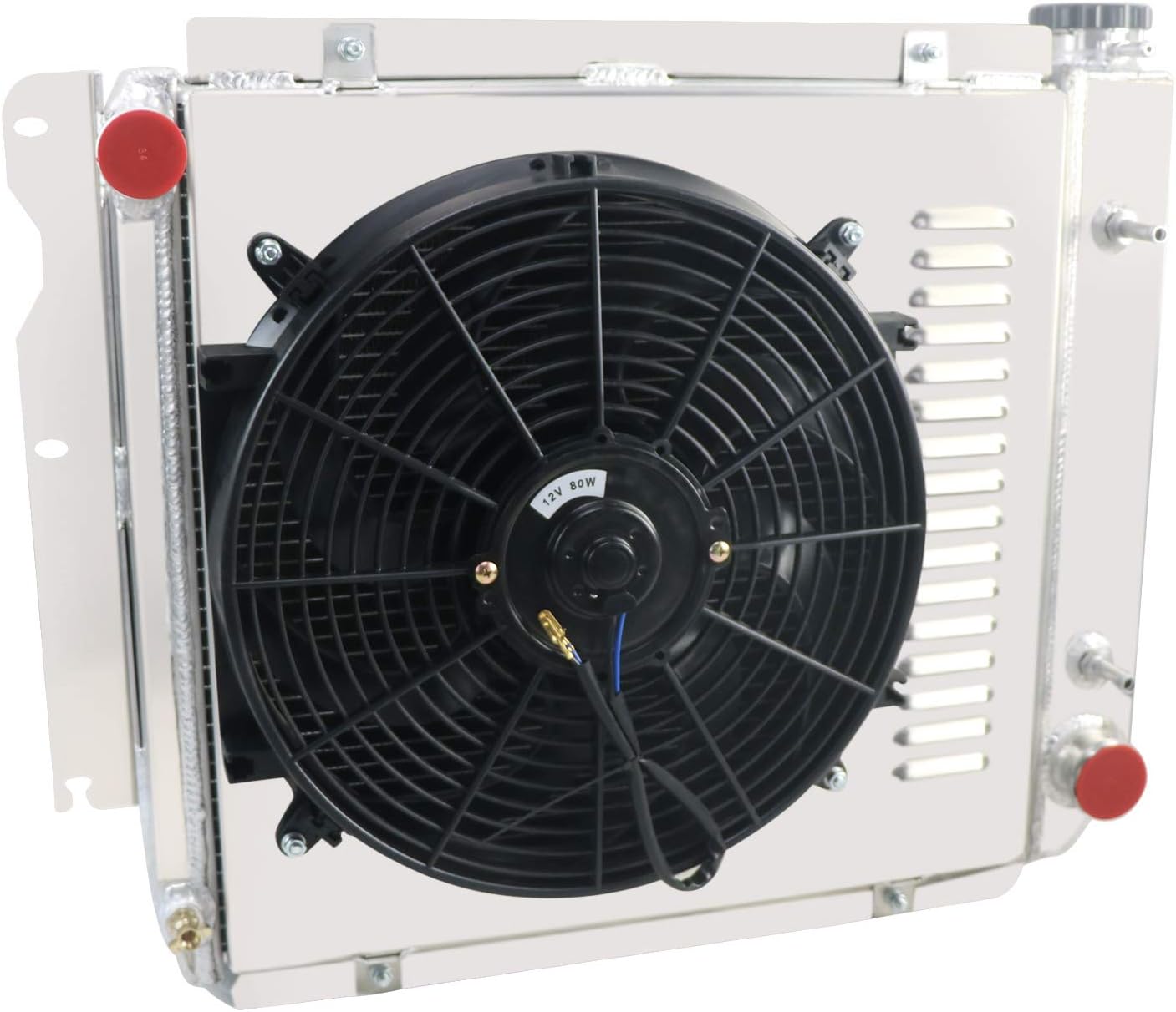 ALLOYWORKS 4 Row All Aluminum Radiator+Shroud Fan For 1987-2002 Jeep Wrangler YJ/TJ / 1987-1995Chevy GM V8 Engine