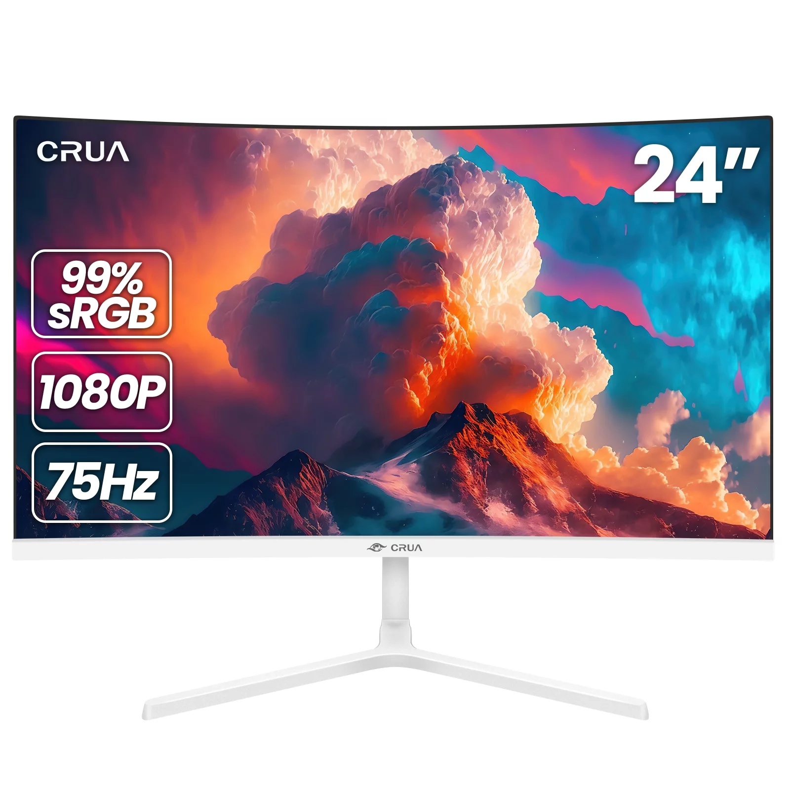 CRUA 24 165Hz/180Hz Curved Gaming Monitor - FHD 1080P Frameless Computer Monitor, AMD FreeSync, Low Motion Blur,DP&HDMI Port, Black