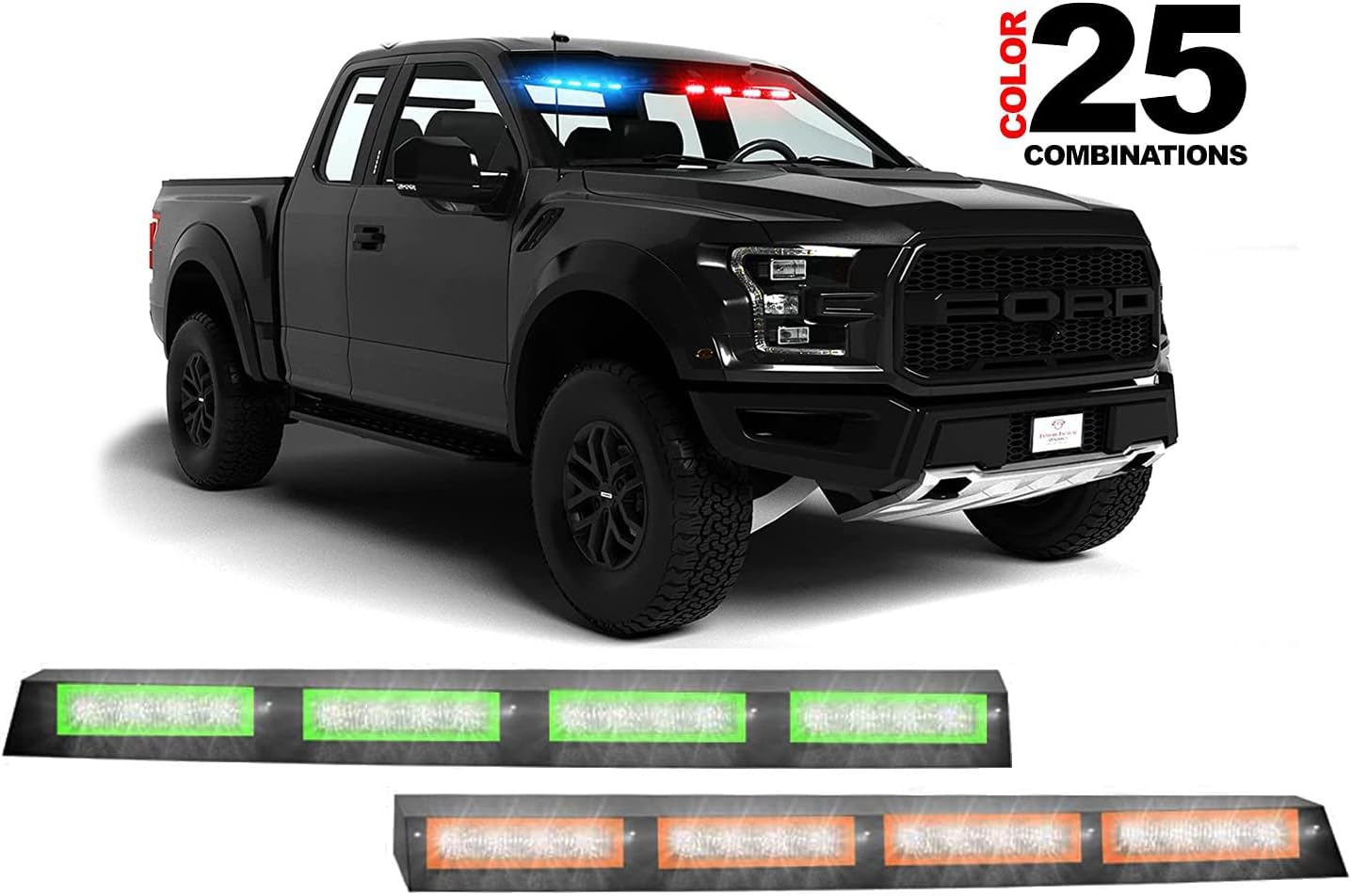 Extreme Tactical Dynamics Elemental 40 Visor Light LED Strobe Visor Light Interior Windshield Light Bar Split Mount Emergency Lights - Blue/White