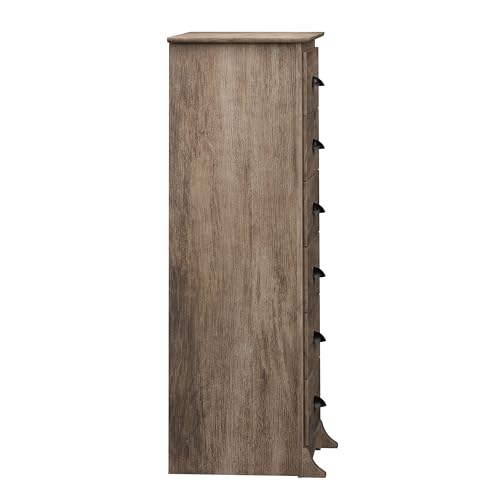 Prepac Sonoma 6 Drawer Dresser for Bedroom, Tall Chest of Drawers, Bedroom Furniture, Clothes Storage and Organizer, 19" D x 23.25" W x 52.75" H, Black