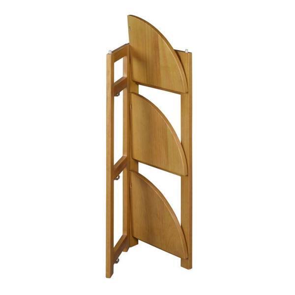 Regency 34 in. Medium Oak Wood 3-Shelf Foldable Corner Bookcase
