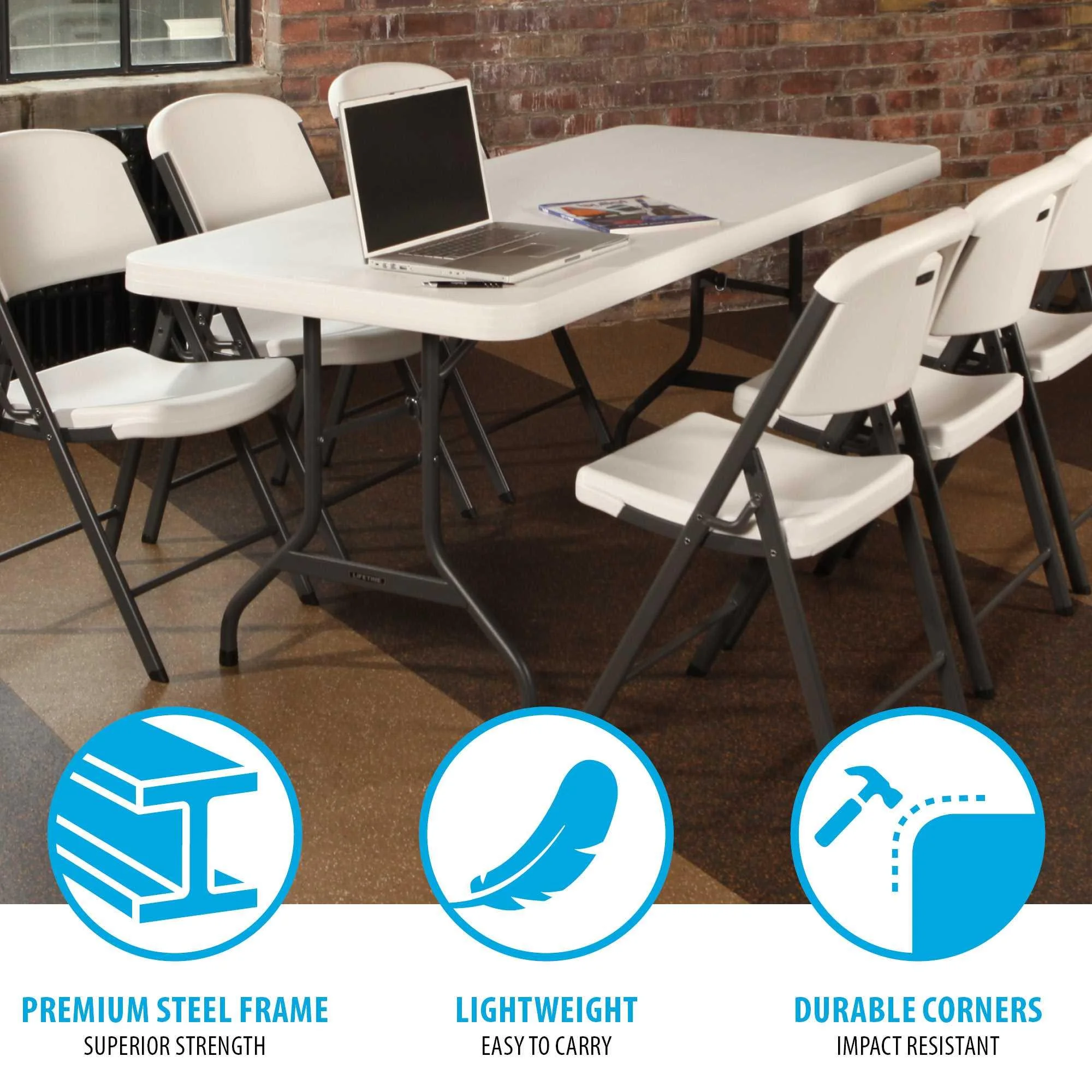 Lifetime 6 ft. Rectangle Folding Table, Indoor/Outdoor Commercial Grade, White Set of 4 (42901)