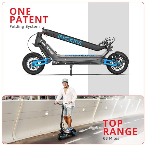 INOKIM OXO Super Electric Scooter for Adults 40 MPH, 2x1000W (2600W Max) Motor, 68 Miles Range, 10" 6 Light System Air Filled Tires, Front & Rear LED Light, Foldable, Adjustable Suspension