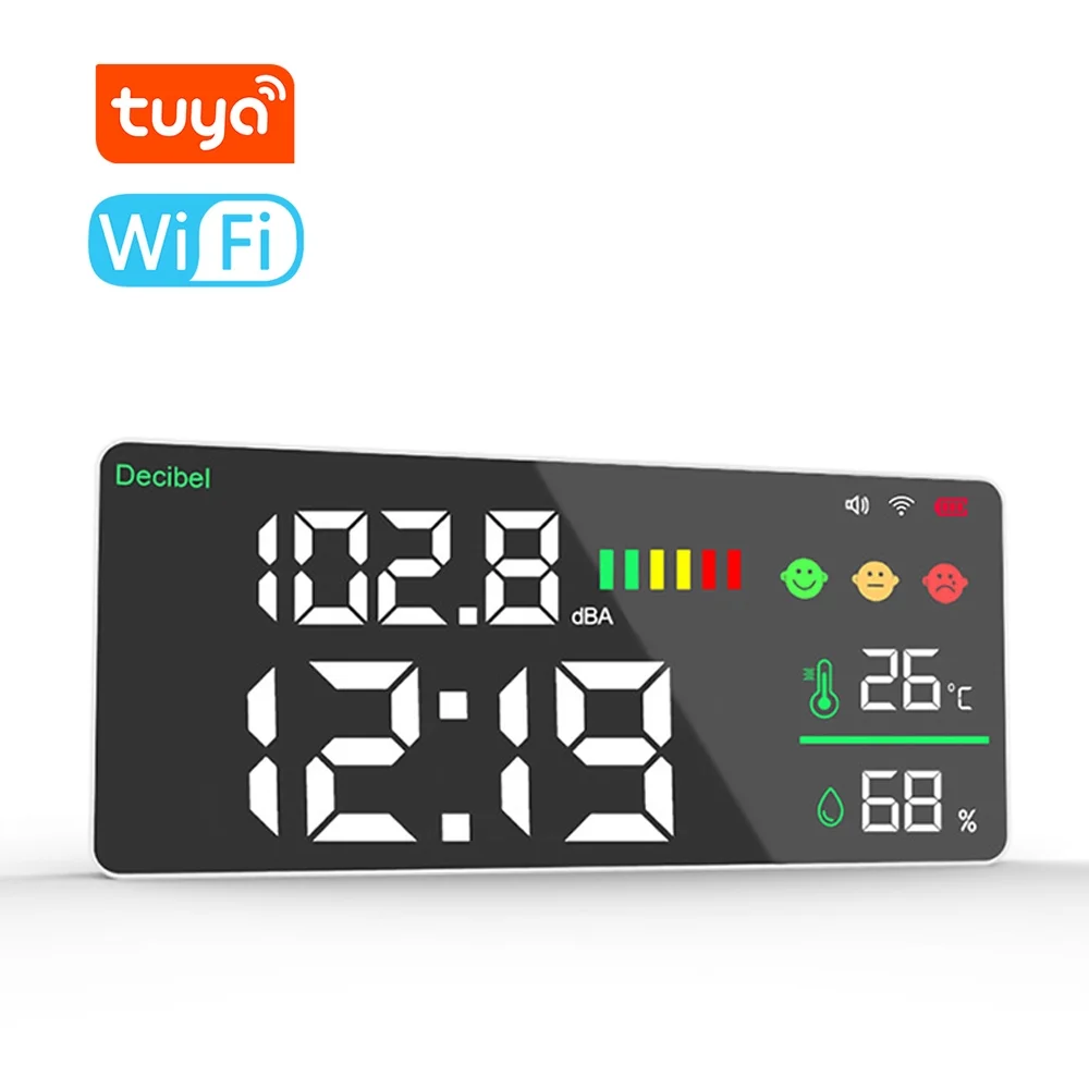 Carevas WiFi Decibel Meter 4in1 Humidity Decibel Test 11inch Color Display Intelligent Linkage APP Control Noise Decibel Meter