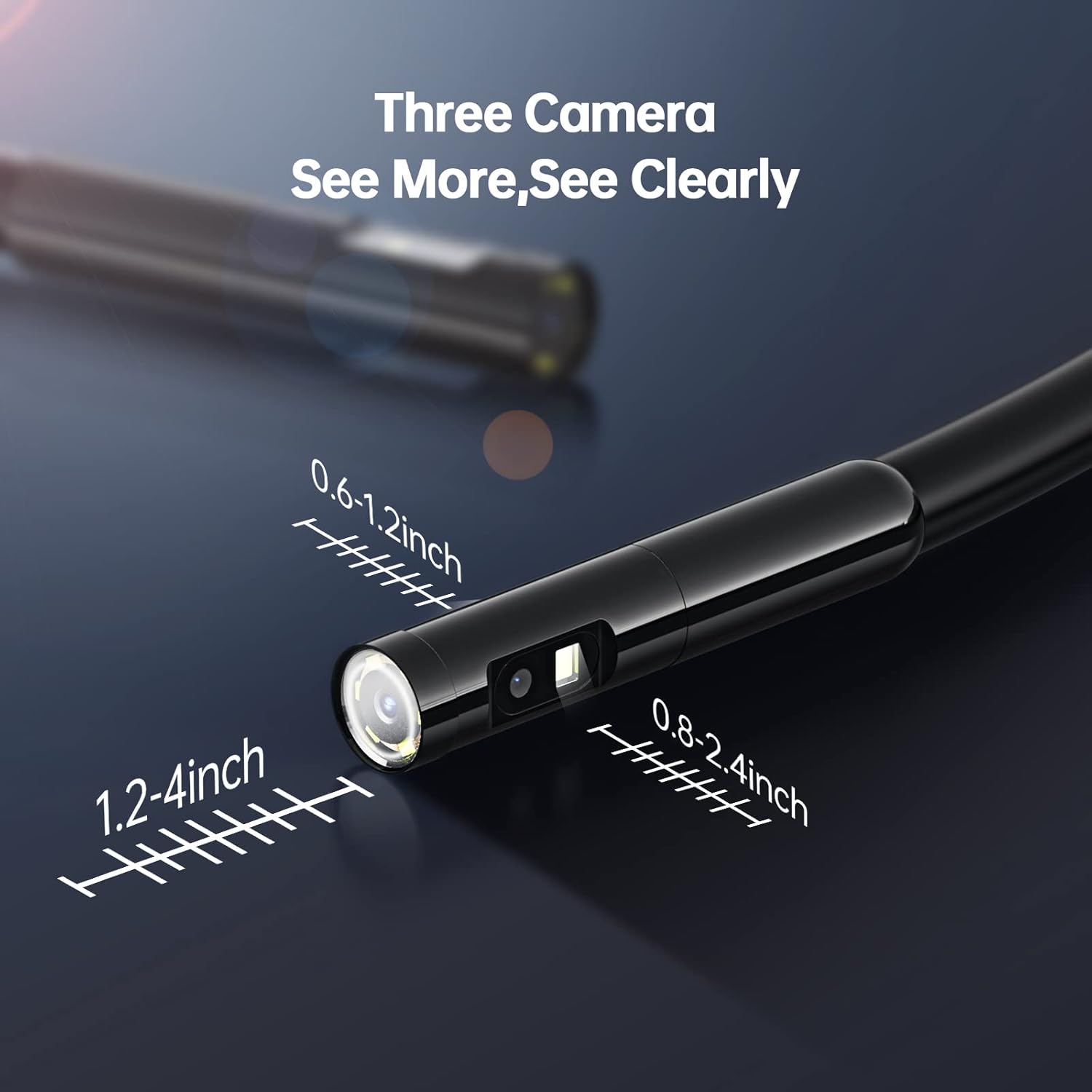 Triple Lens Endoscope Camera, Teslong 4.5 HD Snake Borescope Inspection Camera with Light, Flexible Automotive Scope Camera, Home Waterproof Fiber Optic Camera for Sewer Duct Drain Pipe (16.5ft)