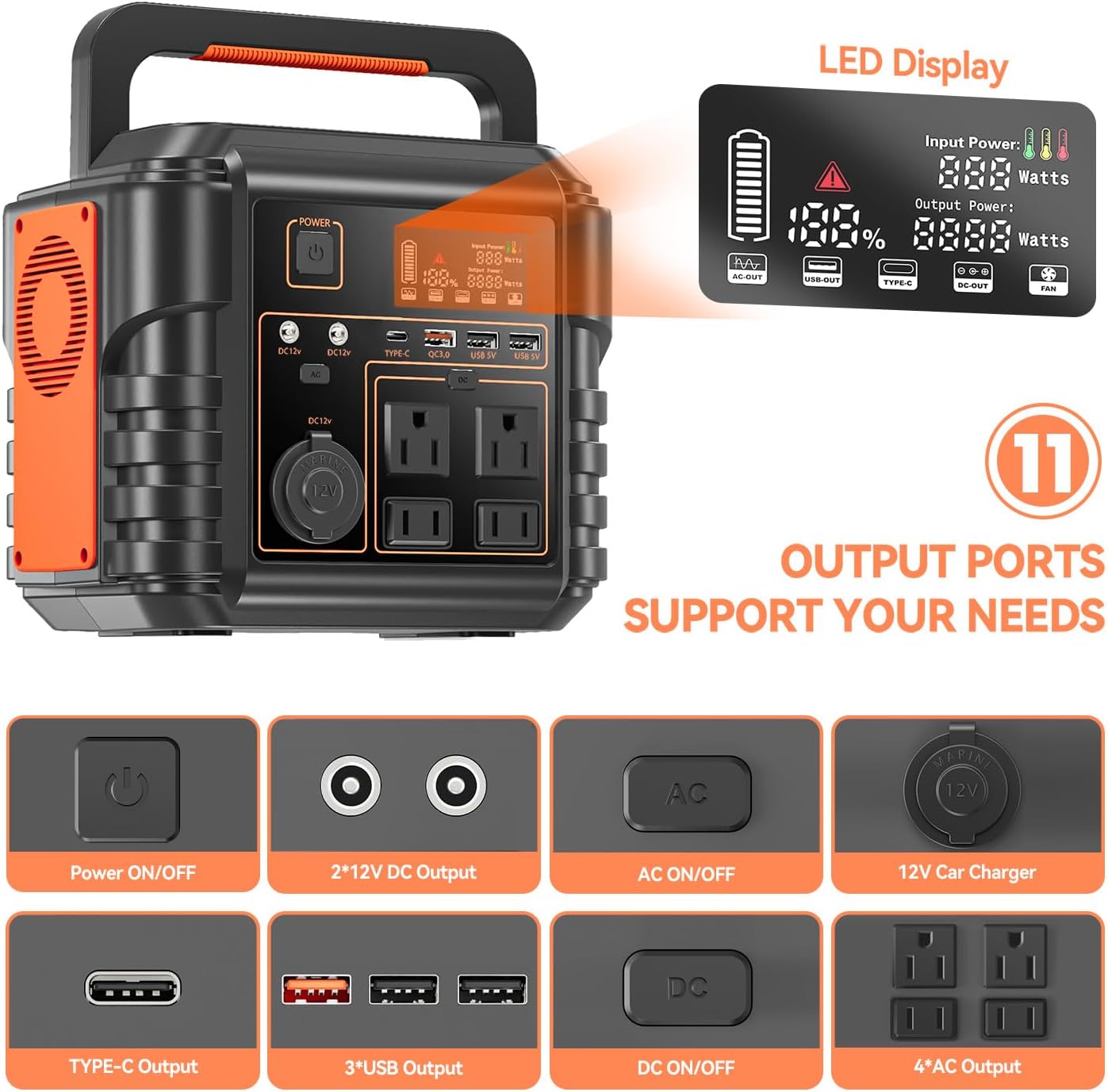 Steelite Portable Power Station 300W (Peak 600W) 296Wh Solar Generator with 110V Pure Sine Wave AC Outlets Backup Lithium Battery for Outdoors Camping Travel Hunting Blackout For Home Use Emergency RV