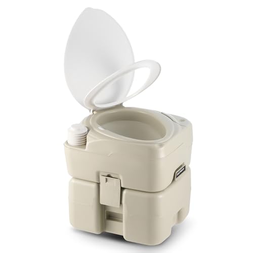 DARTMOOR Portable Toilet, 5.3 gal. RV Toilet for Camping, Outdoor Toilet with Diagonal Seating Storage Box & Built-in Handle, Lightweight HDPE Camping Toilet for Construction Site Road Trip Boating