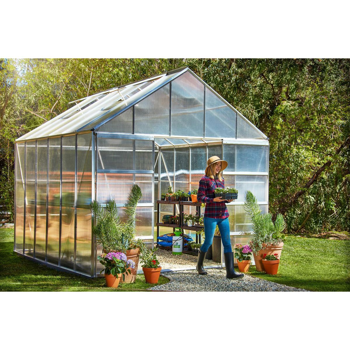 ONE STOP GARDENS 10 ft. x 12 ft. Greenhouse with 4 Vents