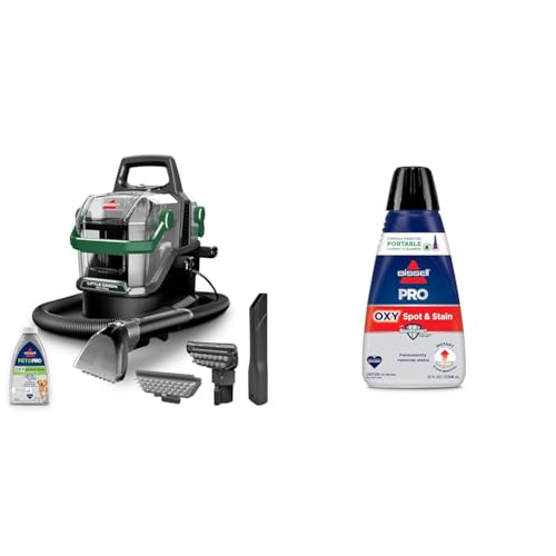 BISSELL Little Green Pet Pro Portable Carpet Cleaner Portable Carpet and Upholstery Deep Cleaner, Car/Auto Detailer, with Self-Cleaning Tough Stain Tool, Pet Hair Removal Tool, Crevice Tool (3909)