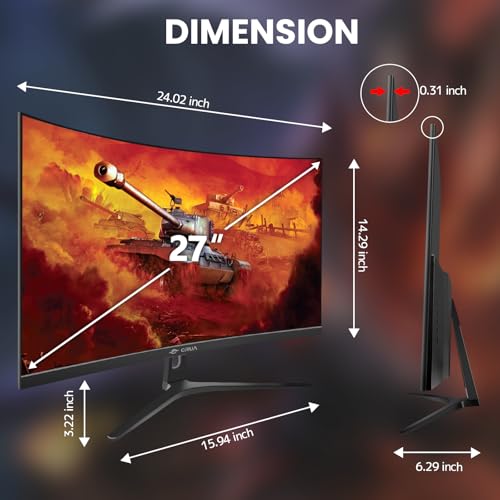CRUA 30Inch Ultrawide Curved Monitor, 21:9 WFHD(2560x1080P) VA Computer Monitor, 120% sRGB 100HZ 1500R PC Monitors Support FreeSync, Wall-Mounted, with HDMI/DP Display Port-Black