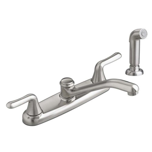 American Standard 4275.501.075 Colony Soft 2-Handle Low-Arc Kitchen Faucet with Side Spray, Stainless Steel