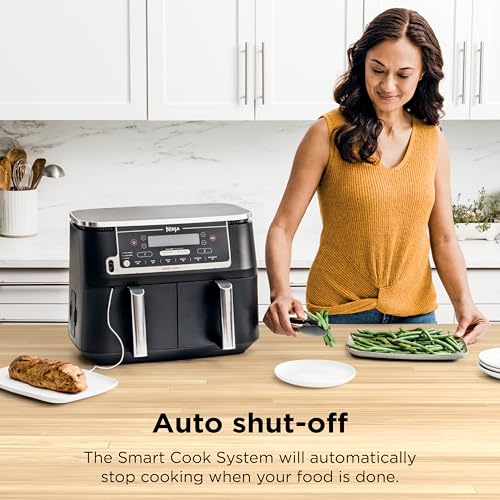 Ninja DZ201 Foodi 8 Quart 6-in-1 DualZone 2-Basket Air Fryer with 2 Independent Frying Baskets, Match Cook & Smart Finish to Roast, Broil, Dehydrate & More for Quick, Easy Meals, Grey
