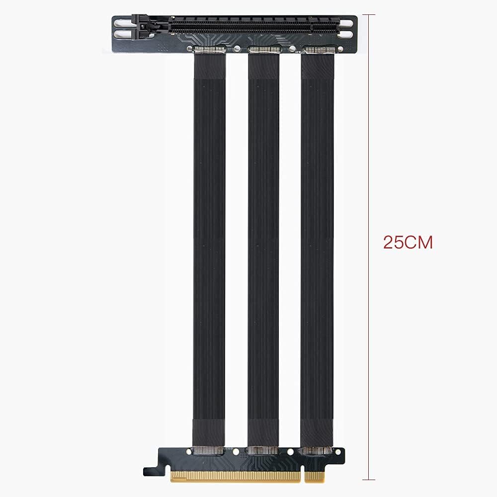 Qingsea Pcie Riser Extension Cable PCI-E 4.0 x 16 Vertical GPU Mount Cable High Speed PCI Express Riser Card 90 Degree for Computer Riser Cable(25CM)
