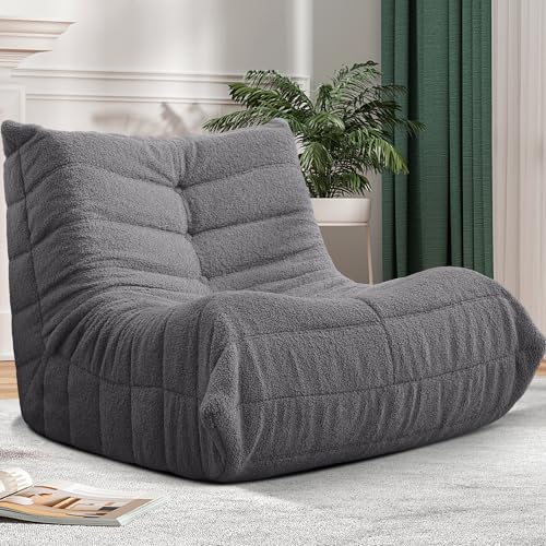 Bean Bag Chair Big Sofa Beanbag Chair for Adults Fireside Chair Bean Bag Lounger with Memory Foam Filled for Home,Apartment or Gaming Venue(Black Plush)