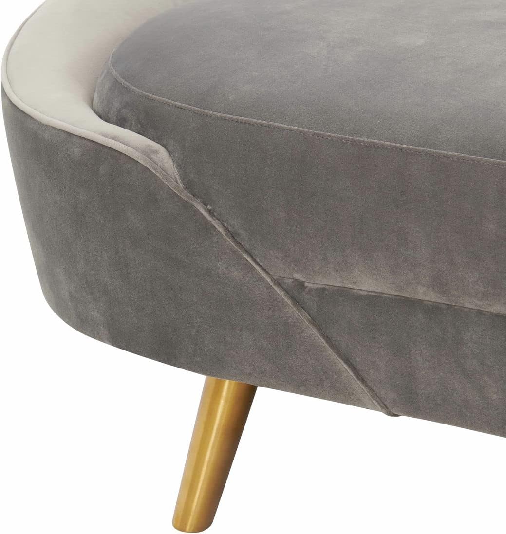 TOV Furniture Cleopatra 34.4" H Transitional Velvet Upholstered Sofa in Gray/Gold