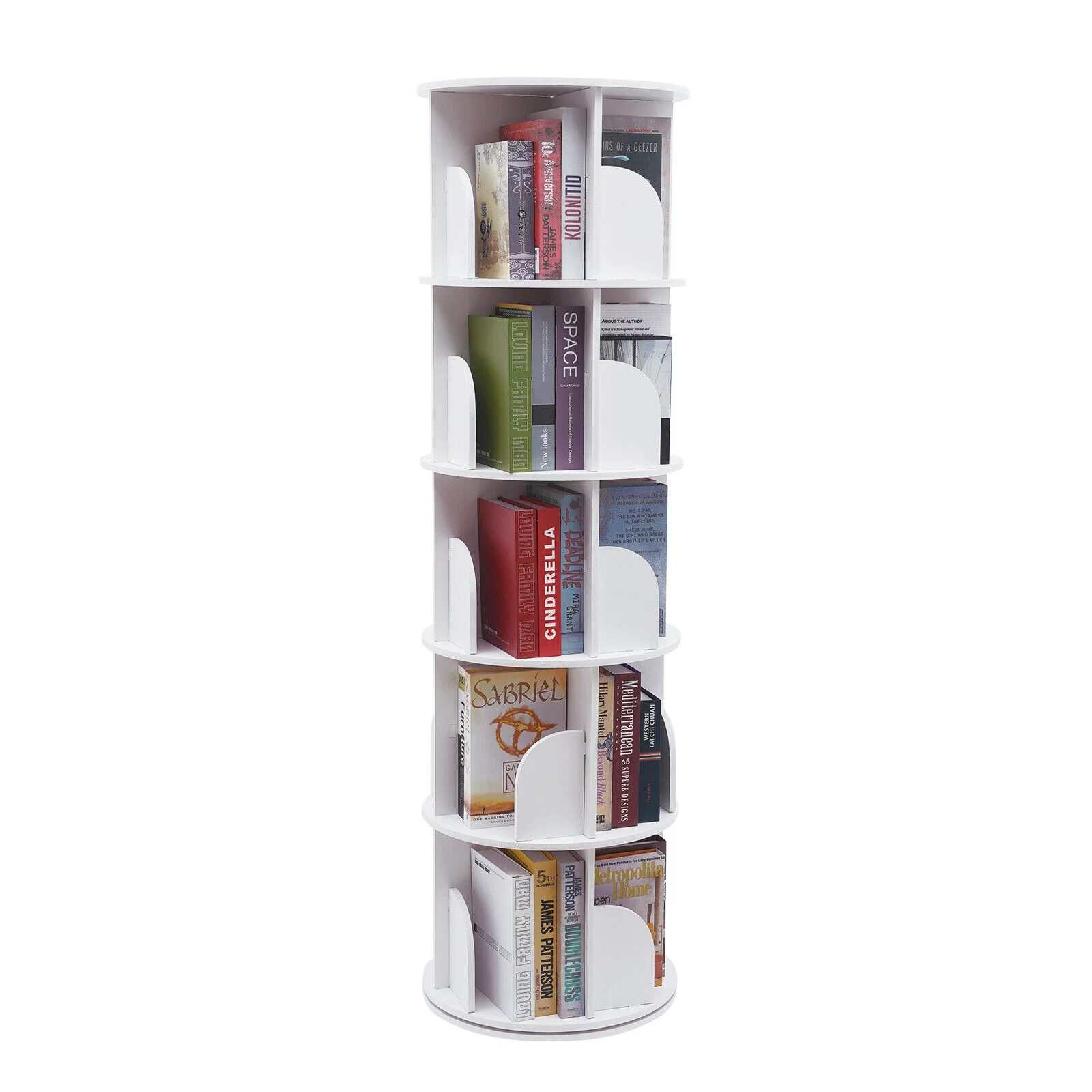 Miumaeov Rotating Bookshelf White Small Corner Bookshelf 360° Display Floor Standing Bookcase Storage Rack Stackable for Home Bedroom Living Room Office