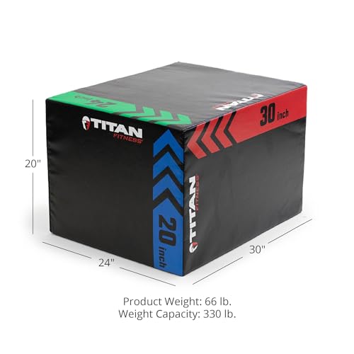 Titan Fitness Heavy Foam Plyometric Box, Pro-Duty HIIT Exercise Foam Plyo Box, Step-Up, Box Squat, Home Garage Gym Training, Youth Sizes and Regular Sizes