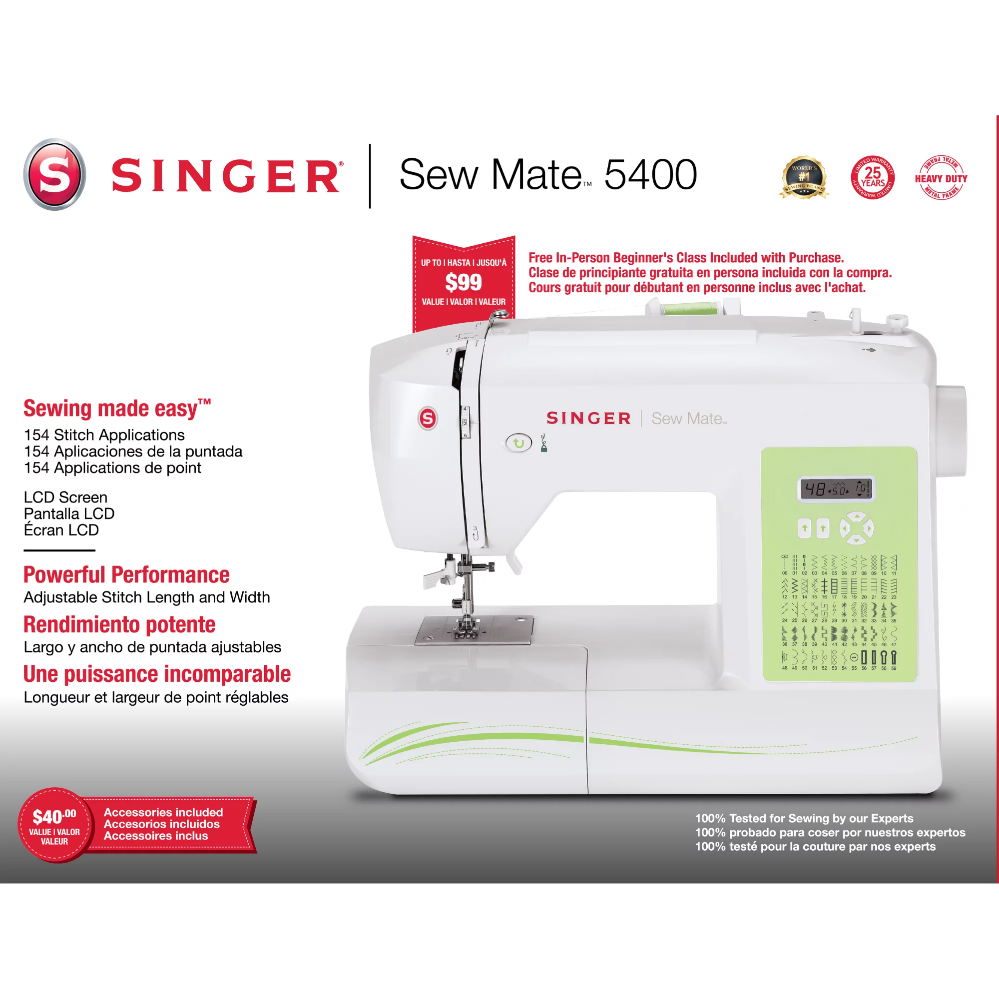 SINGER® 5400 Sew Mate Computerized Sewing Machine with 154 Stitch Applications