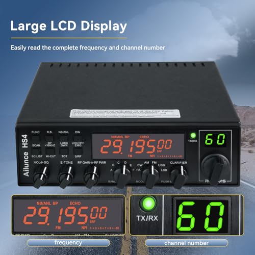 Retevis Ailunce HS4 10 Meter Radio, High Power SSB Ham Radio Base Station, CW/SSB/AM/FM/PA Mode, Noise Reduction, Dual Watch, SWR Protection, Amateur Mobile Radio Transceiver for Emergency Response