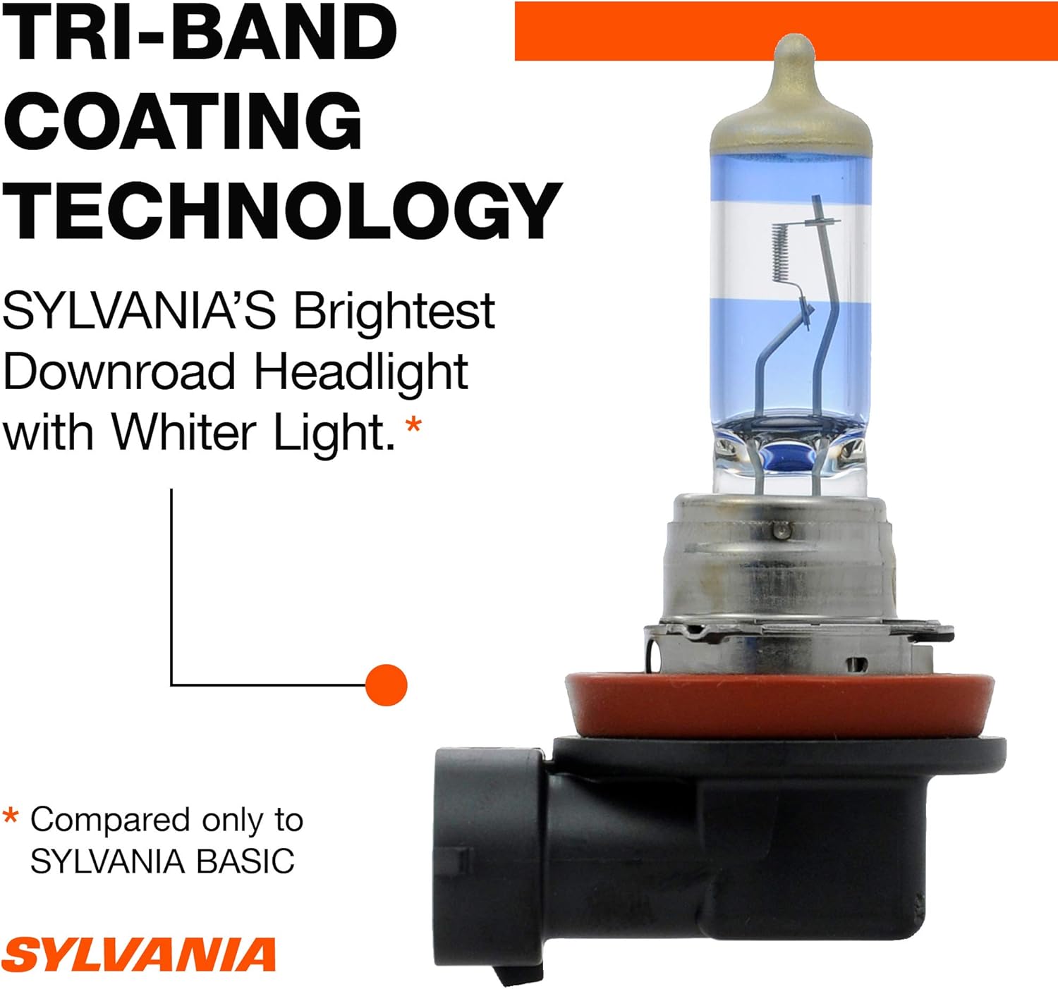 SYLVANIA - H11 SilverStar Ultra - High Performance Halogen Headlight Bulb, High Beam, Low Beam and Fog Replacement Bulb, Brightest Downroad with Whiter Light, Tri-Band Technology (Contains 2 Bulbs) Pack of 2